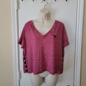 Pink Victoria's Secret V Neck Crop Tee